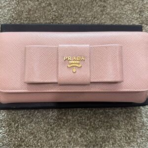 Prada Saffiono Blush Pink Bow Wallet